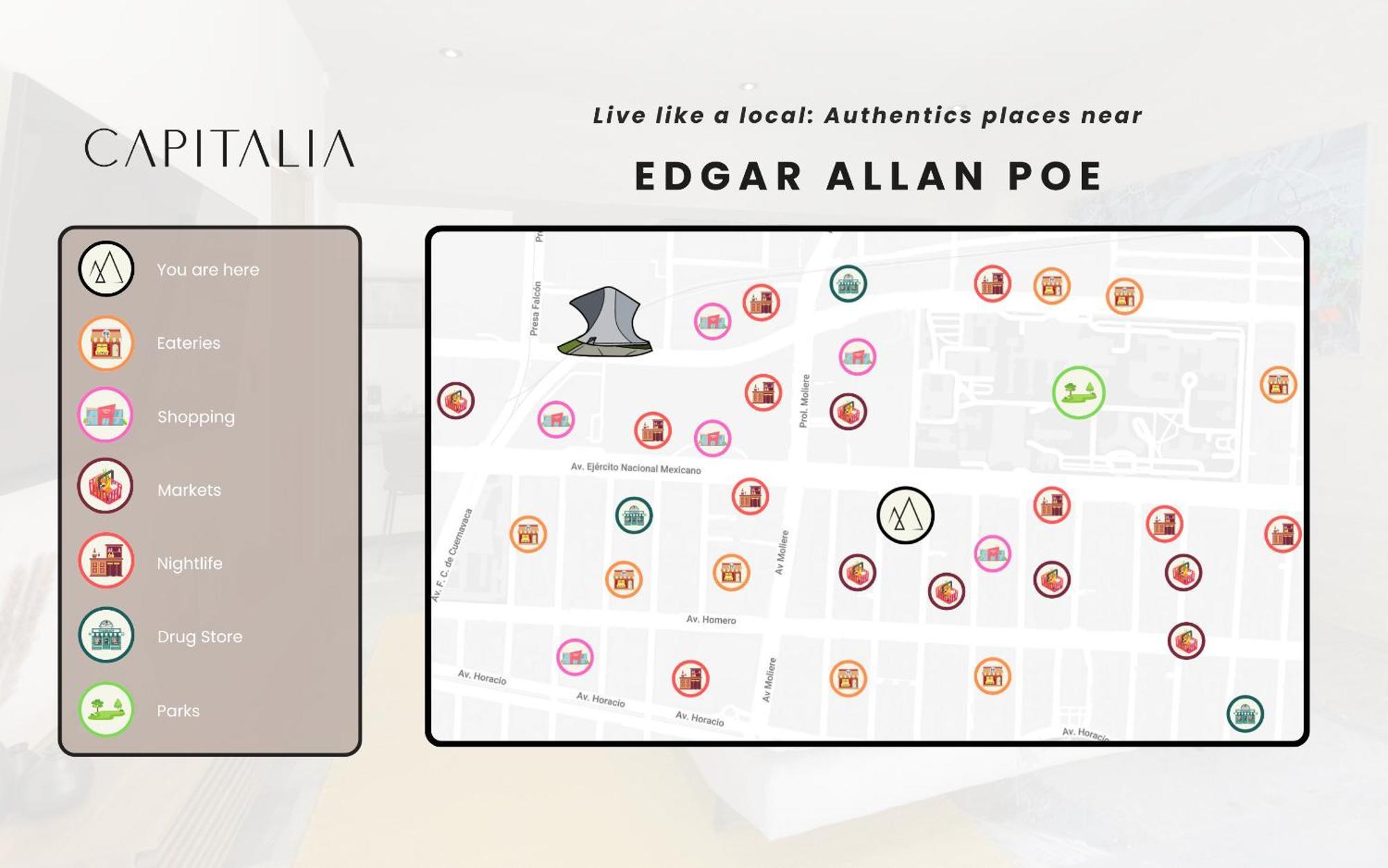 Capitalia - Luxury Apartments - Edgar Allan Poe メキシコシティ エクステリア 写真